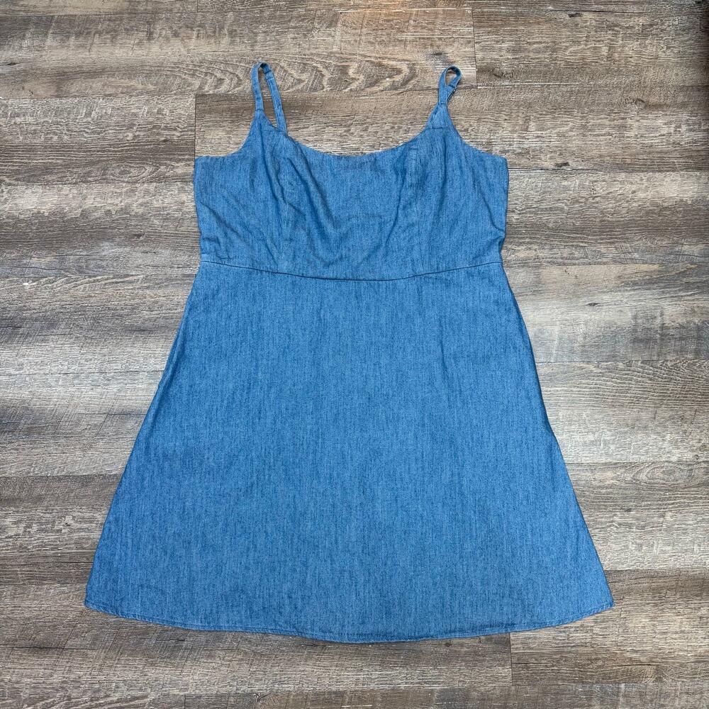 Old Navy Womens XL Blue Denim Camisole Cami Dress Adjustable Straps 100% Cotton